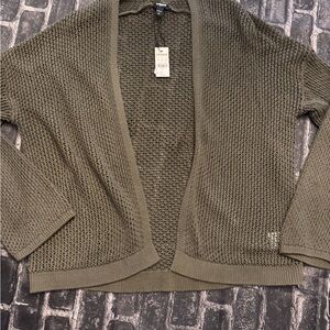Express Olive Open-Front Cardigan